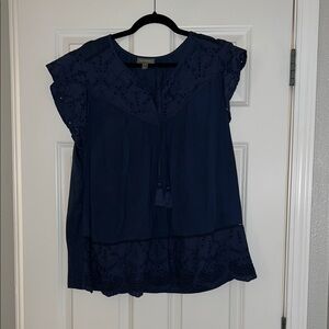 Women's Navy Blue Lace Top